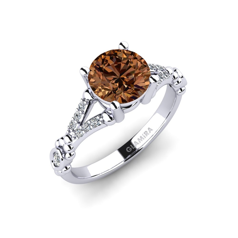 Diamante café Anillo de compromiso Epai - Round