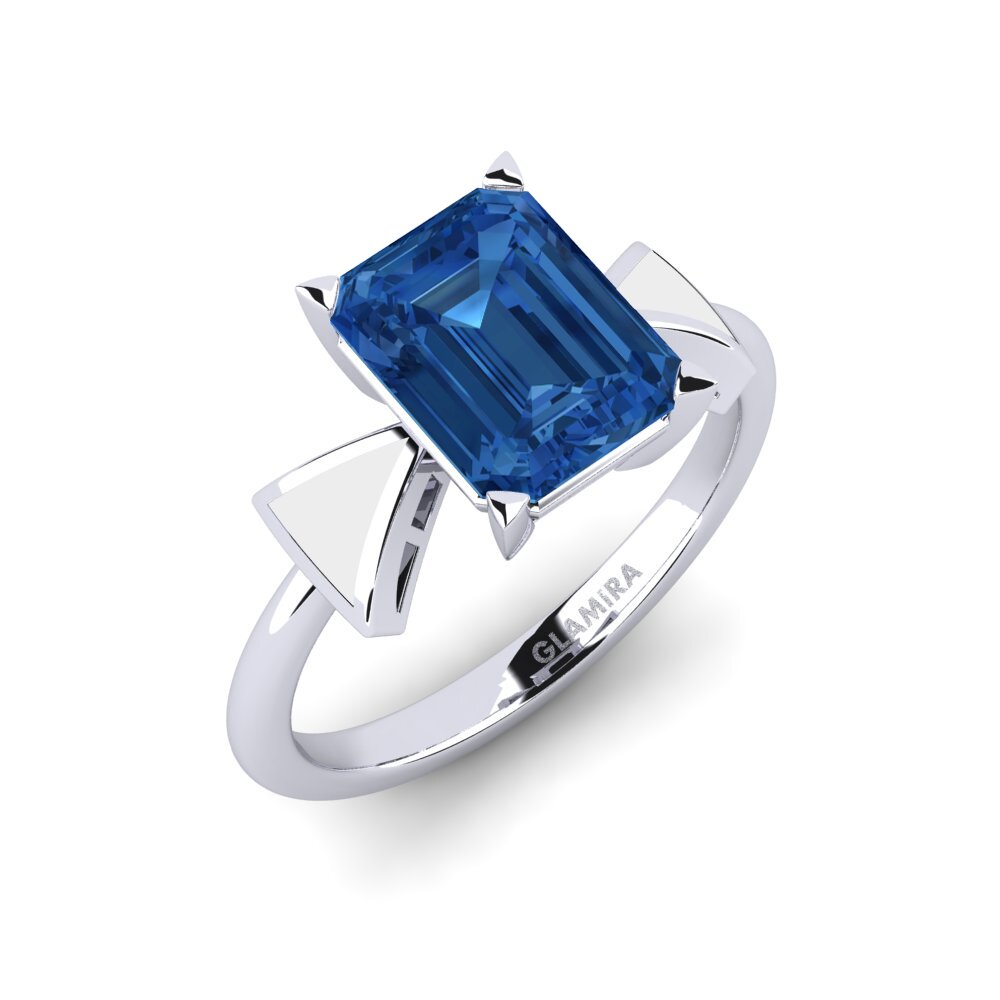 Dark Blue Zirconia Engagement Ring Fratina - Emerald
