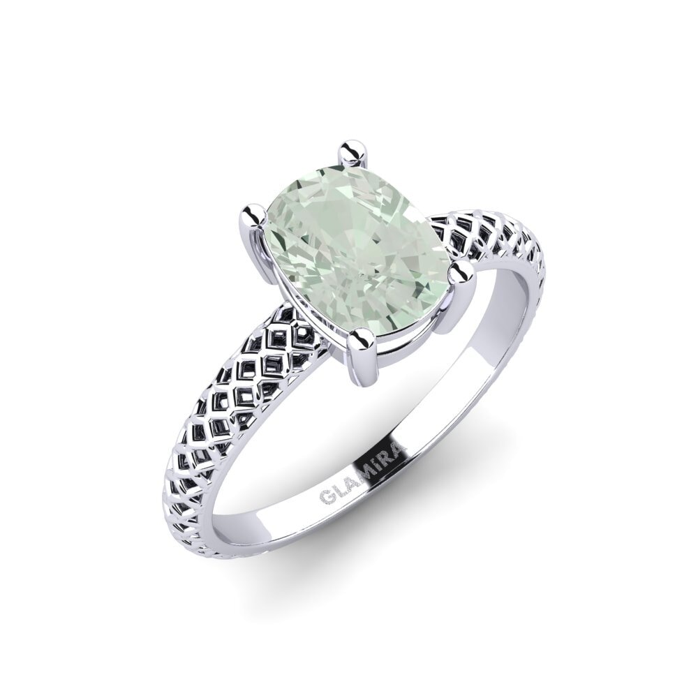 Cushion Green Amethyst Engagement Ring Weliach Cushion