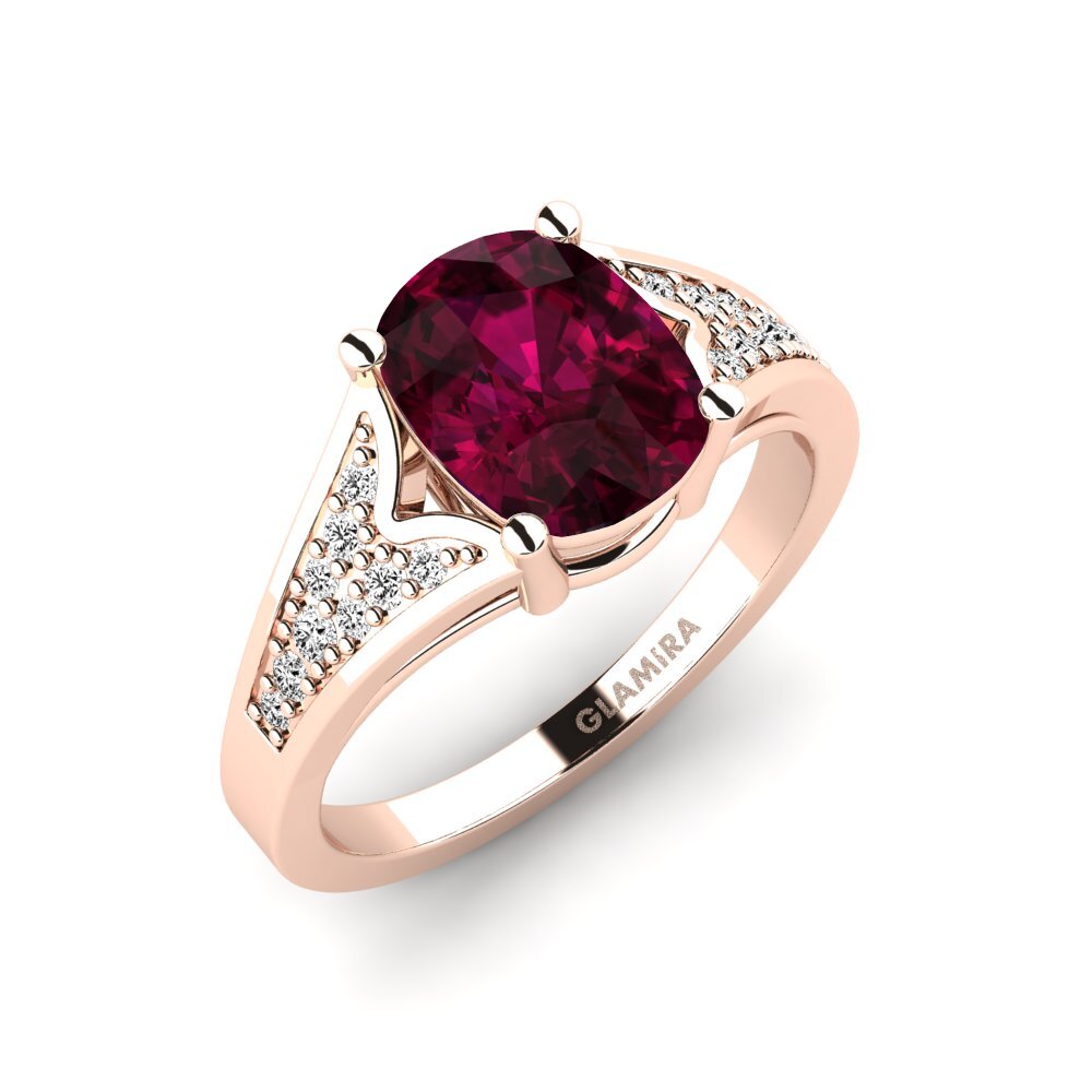 Cushion Rhodolite Garnet Engagement Ring Larboad - Cushion