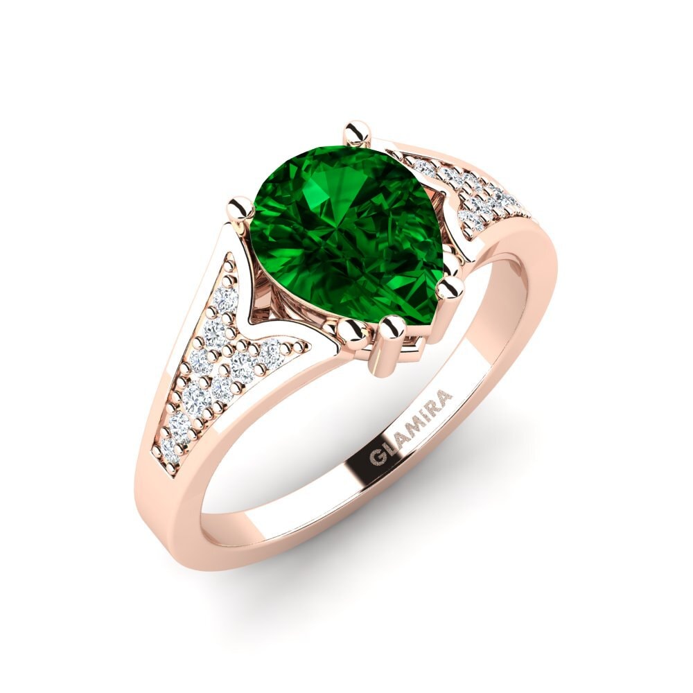 Pear Green Zirconia Engagement Ring Larboad - Pear
