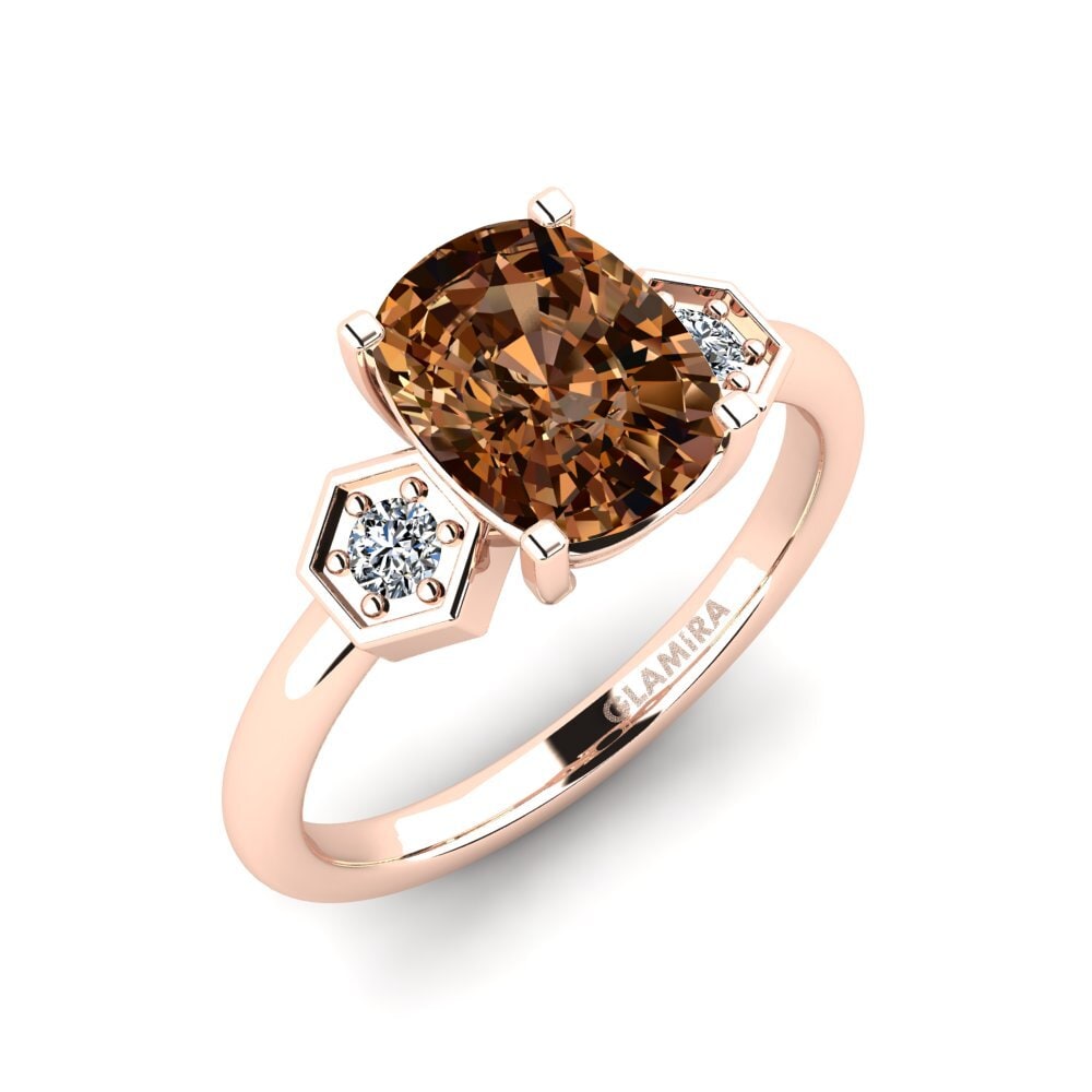 Diamante café Anillo de compromiso Logo - Cushion