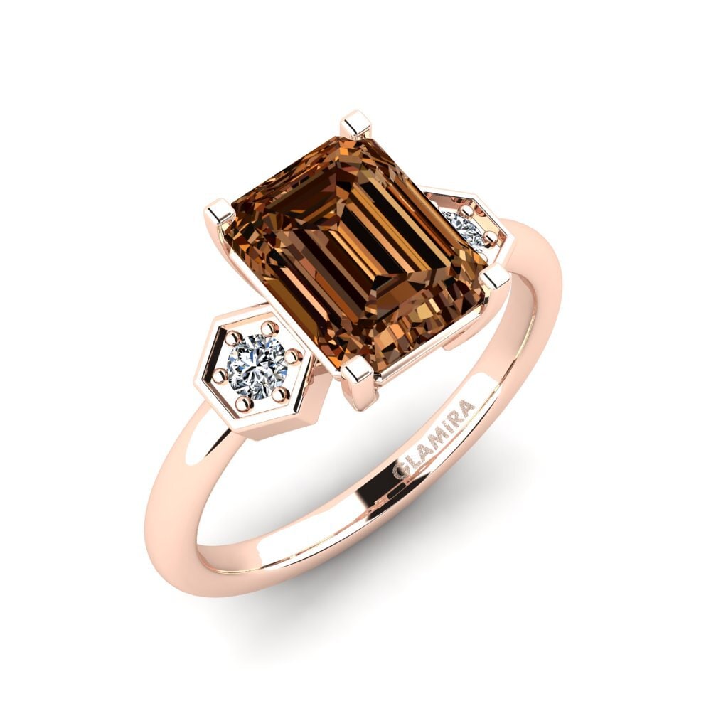 Diamante café Anillo de compromiso Logo - Emerald