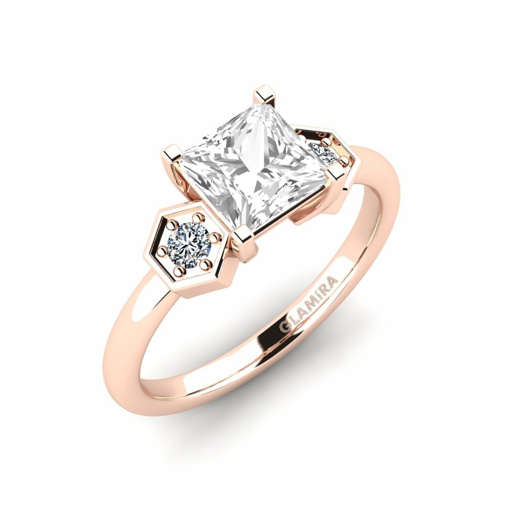 White Topaz Engagement Ring Logo - Princess