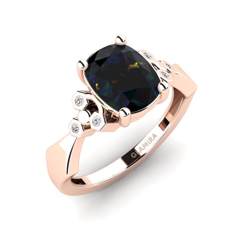 Black Opal Engagement Ring Neties - Cushion