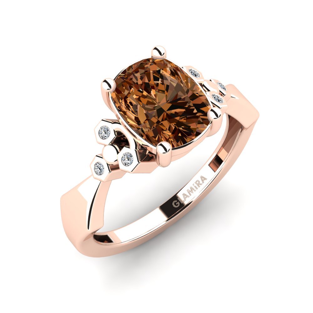 Diamante café Anillo de compromiso Neties - Cushion