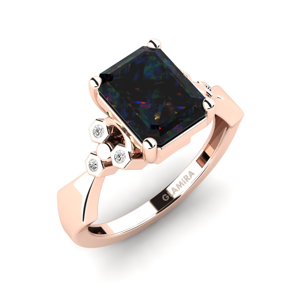 Black Opal Engagement Ring Neties - Emerald