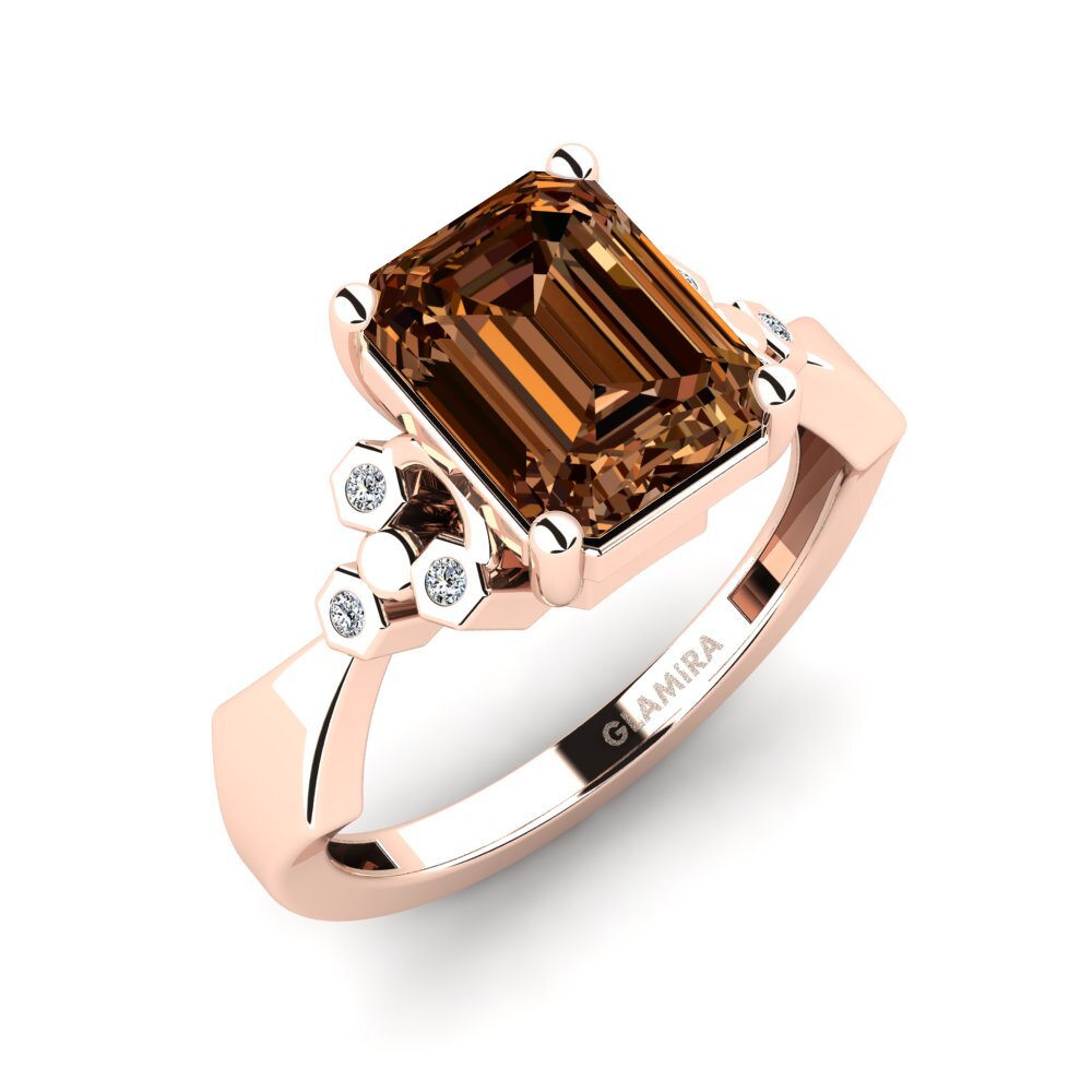 Diamante café Anillo de compromiso Neties - Emerald