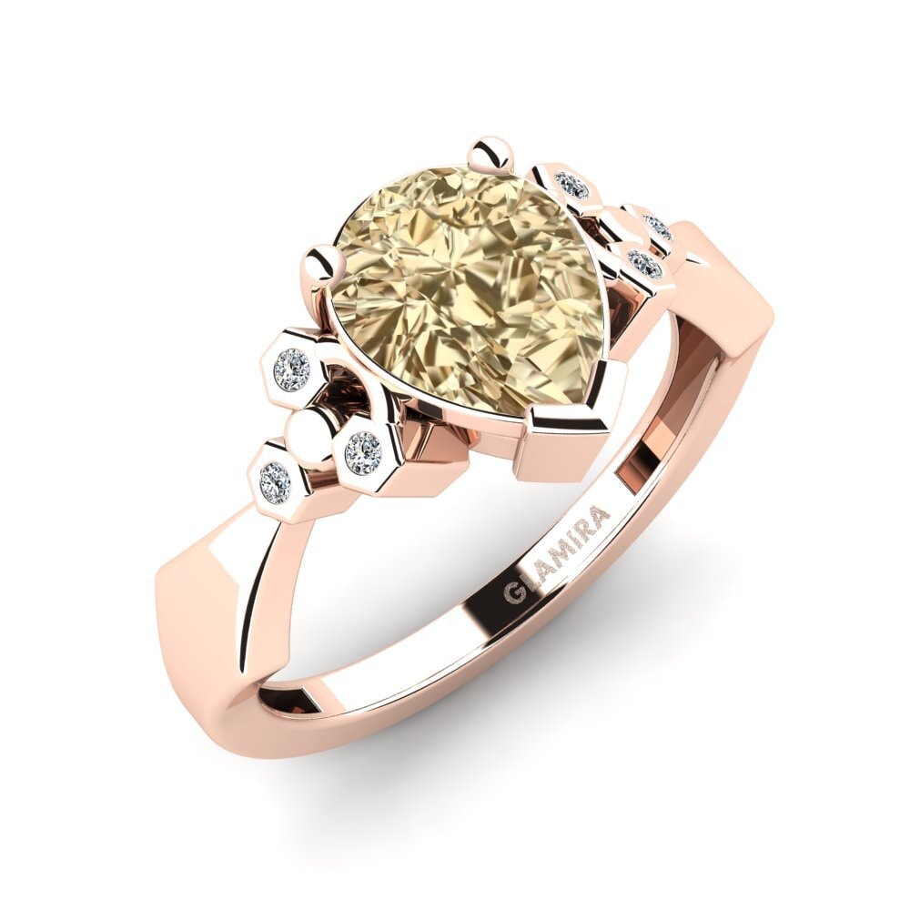 Diamante café Anillo de compromiso Neties - Pear