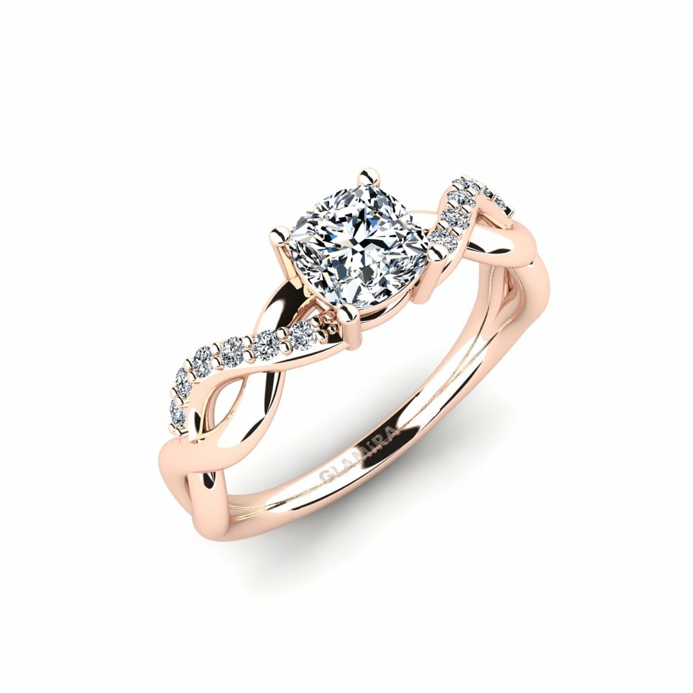 Cushion 0.86 Carat Solitaire Pave Swarovski Crystal 14k Rose Gold Engagement Ring Palmiosre Cushion
