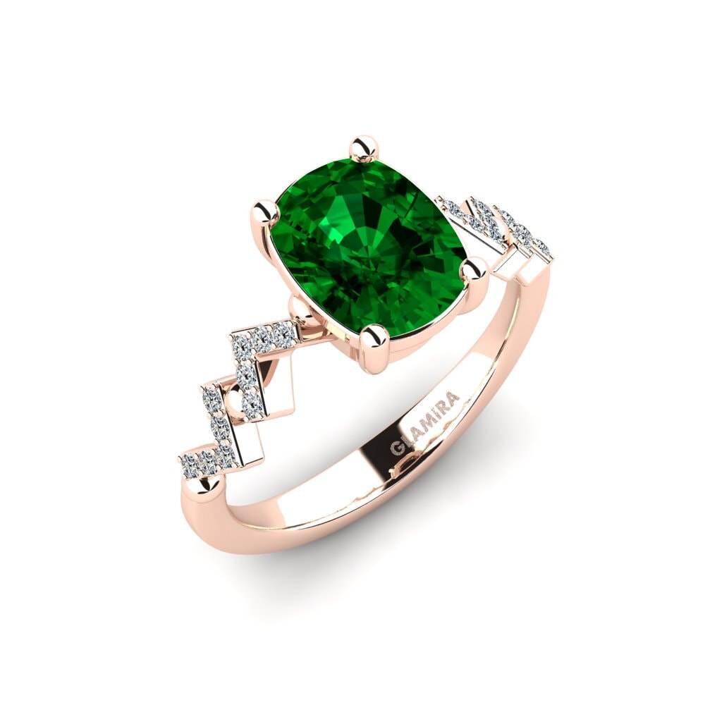 Cushion Green Zirconia Engagement Ring Wollega - Cushion