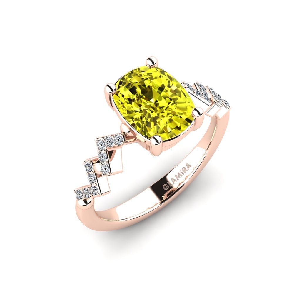 Cushion Yellow Diamond Engagement Ring Wollega - Cushion
