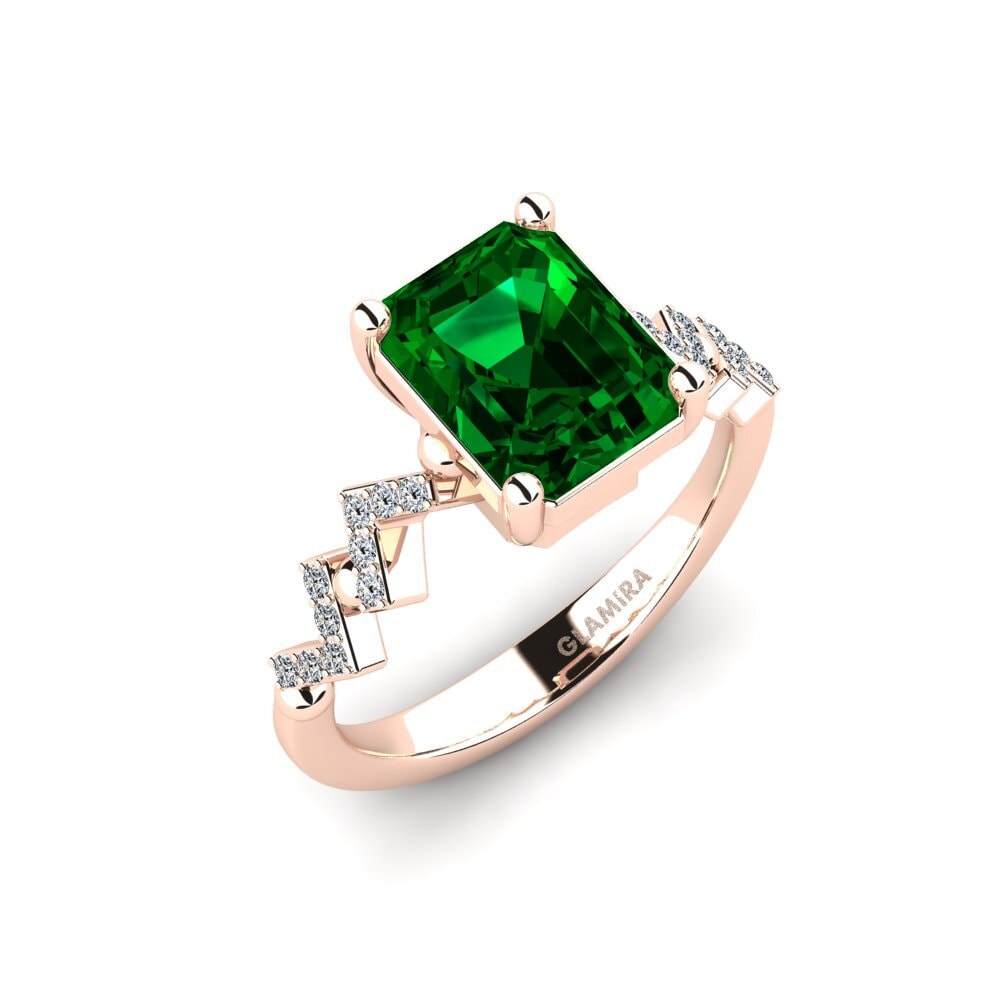 Emerald Cut Green Zirconia Engagement Ring Wollega - Emerald