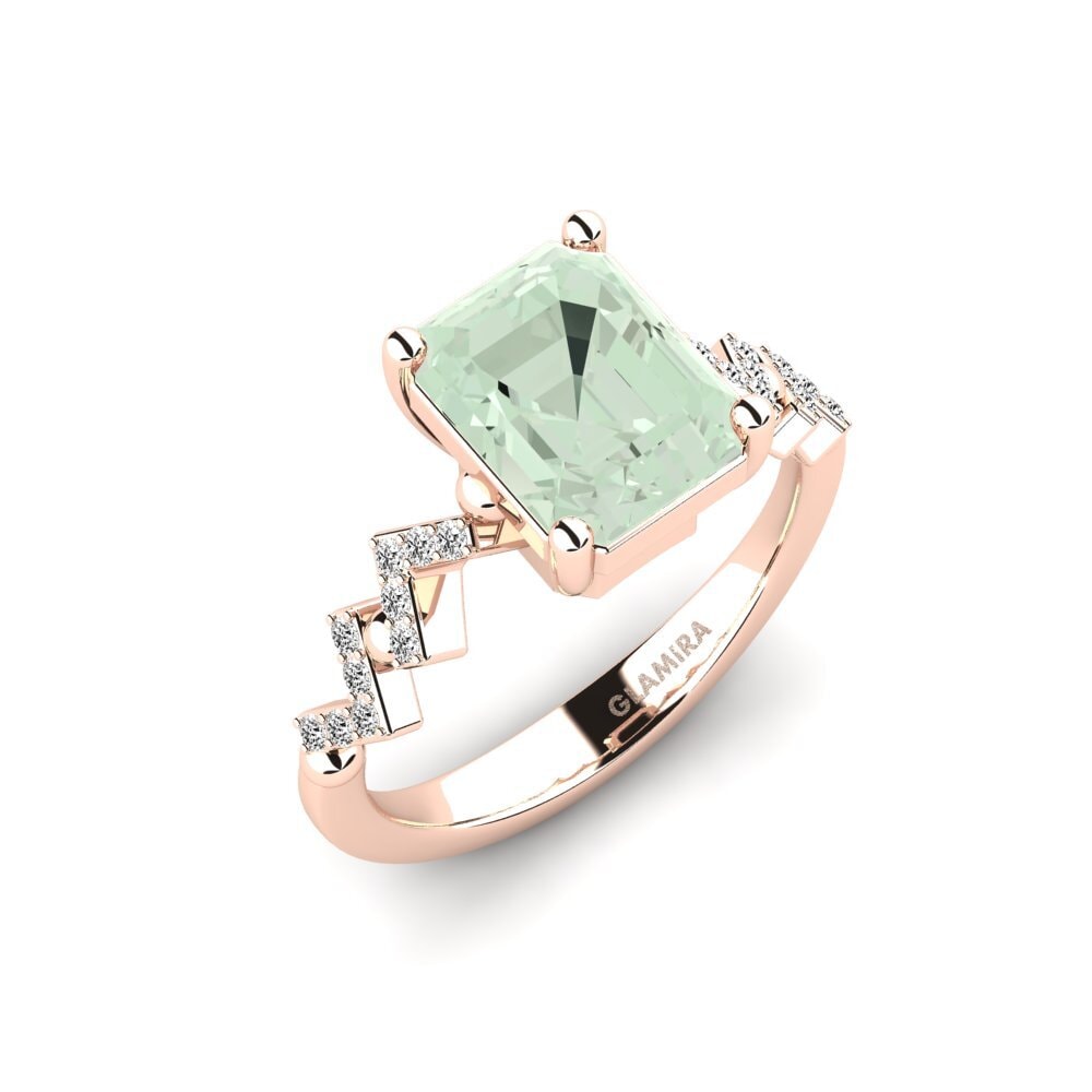 Emerald Cut Green Amethyst Engagement Ring Wollega - Emerald