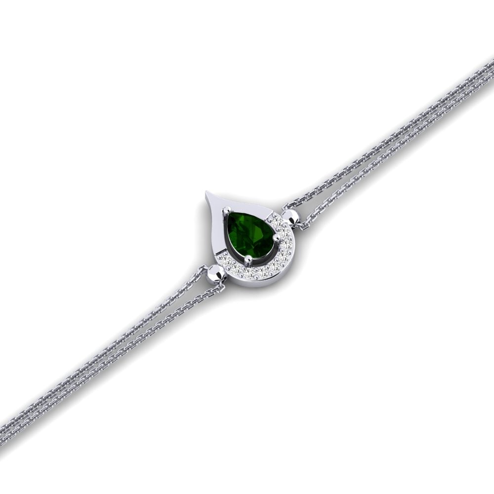 14k White Gold Green Tourmaline Women's Bracelet Barjols