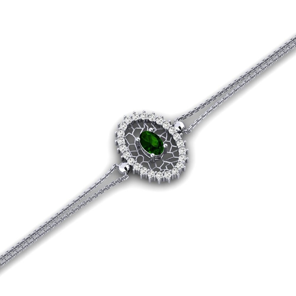 14k White Gold Green Tourmaline Women's Bracelet Breal