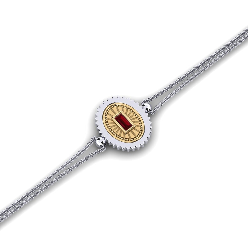 9ct White & Yellow Gold Red Zirconia Women's Bracelet Gauzy