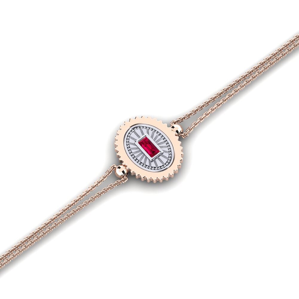 9ct Rose & White Gold Ruby Women's Bracelet Gauzy