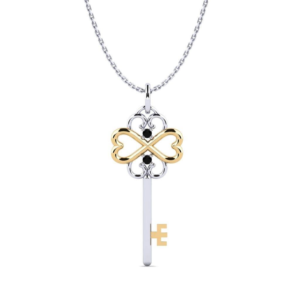 14ct White & Yellow Gold Black Sapphire Women's Pendant Gilda