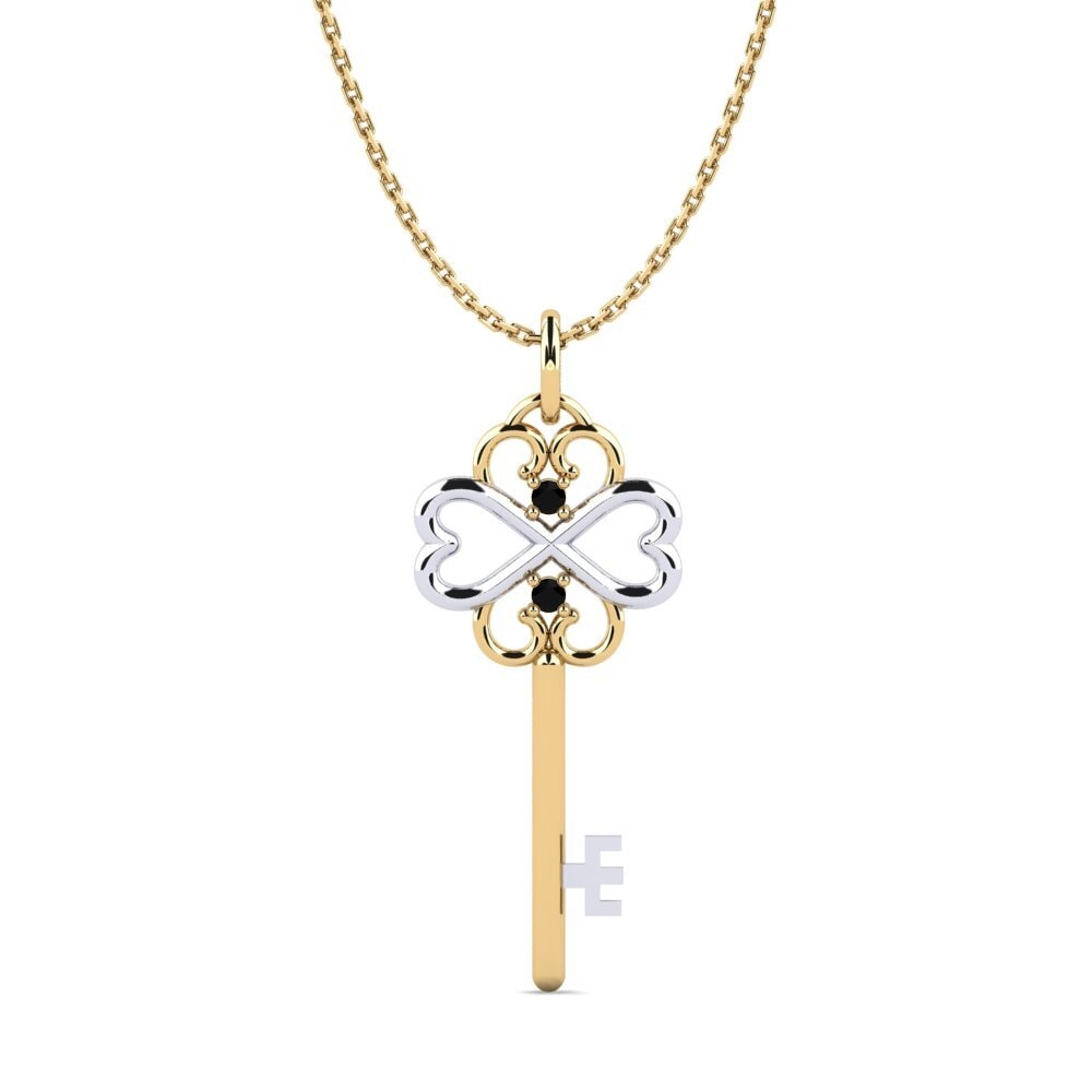14ct Yellow & White Gold Black Sapphire Women's Pendant Gilda