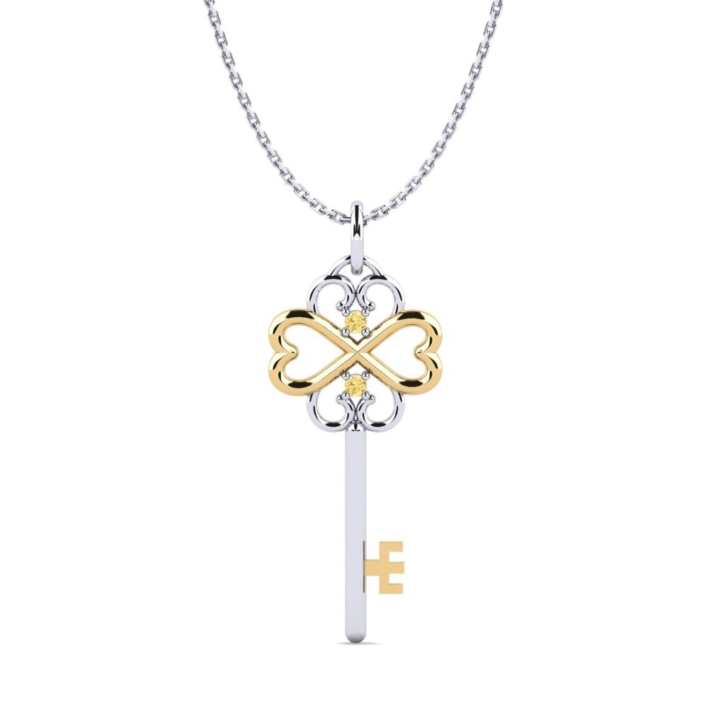 Vàng Trắng-Vàng 18K Kim Cương Vàng Mặt dây chuyền nữ Gilda