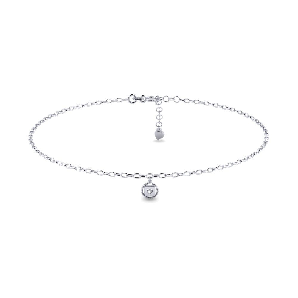 18ct White Gold Moissanite Women's Anklet Alast