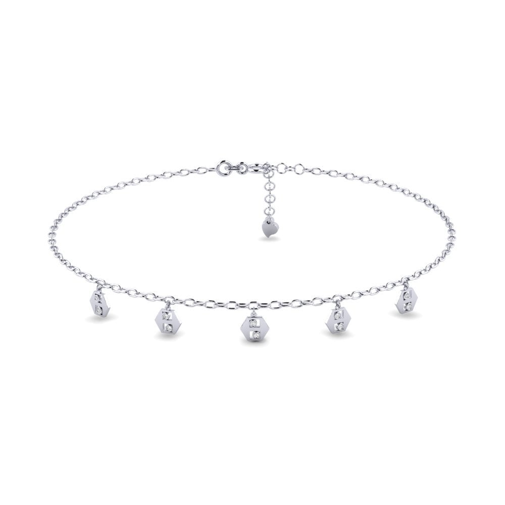 18ct White Gold Moissanite Women's Anklet Darpanika