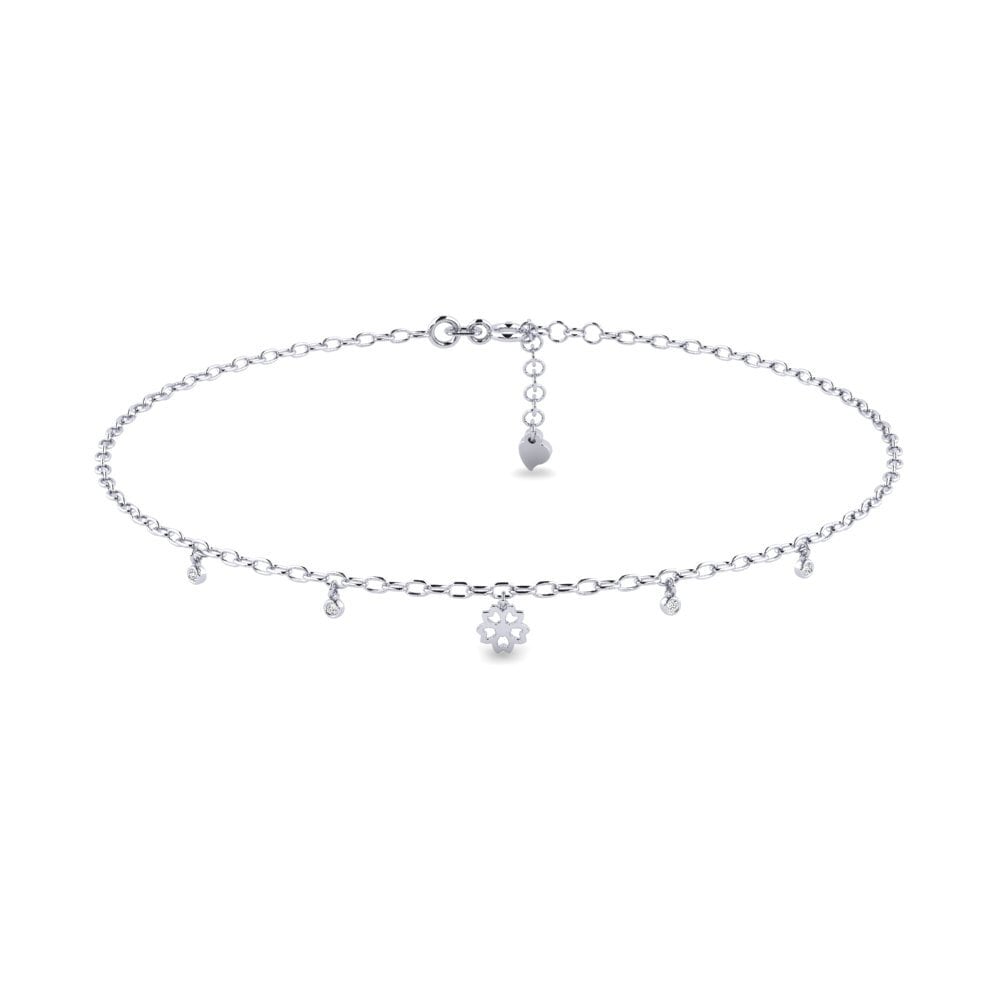 18ct White Gold Moissanite Women's Anklet Davenasel