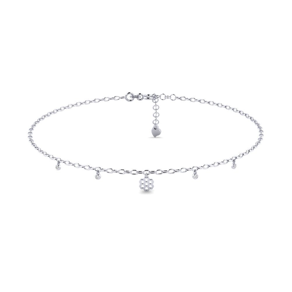 18ct White Gold Moissanite Women's Anklet Daviniavi