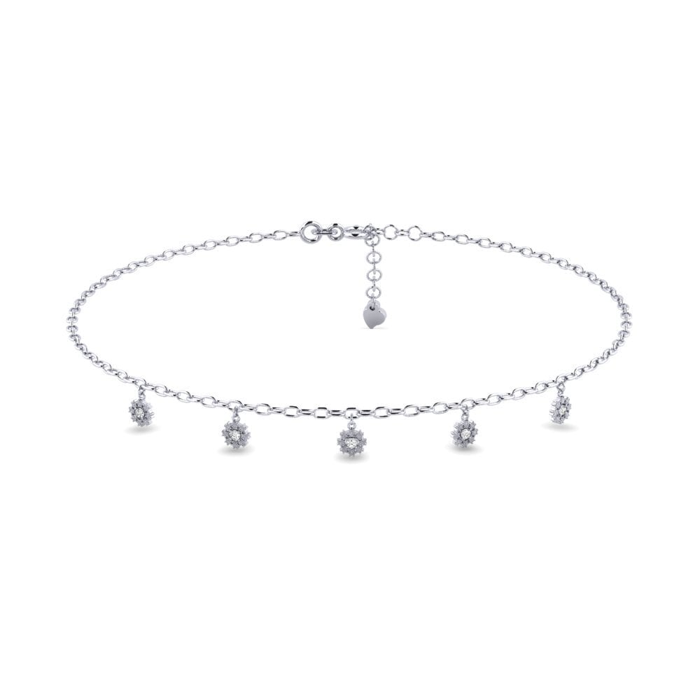 18ct White Gold Moissanite Women's Anklet Davit