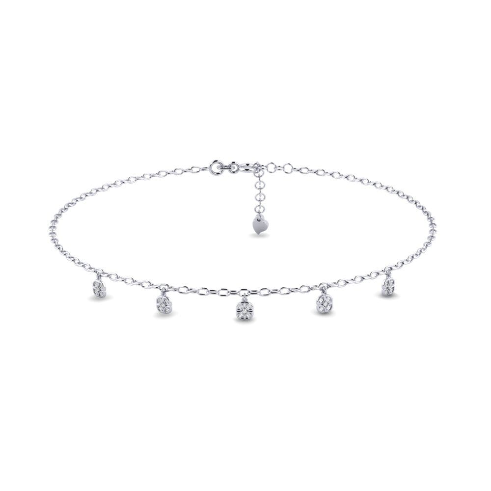 18ct White Gold Moissanite Women's Anklet Dedansta