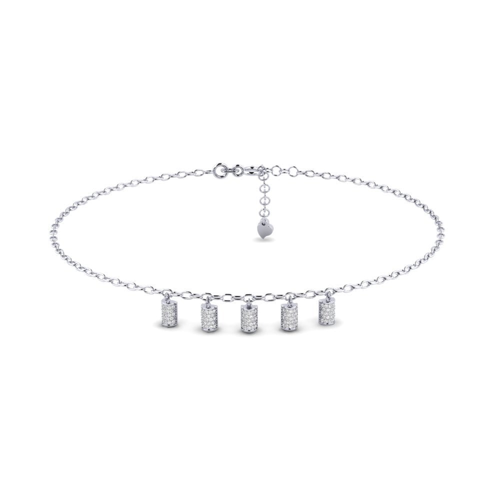 18ct White Gold Moissanite Women's Anklet Deesis