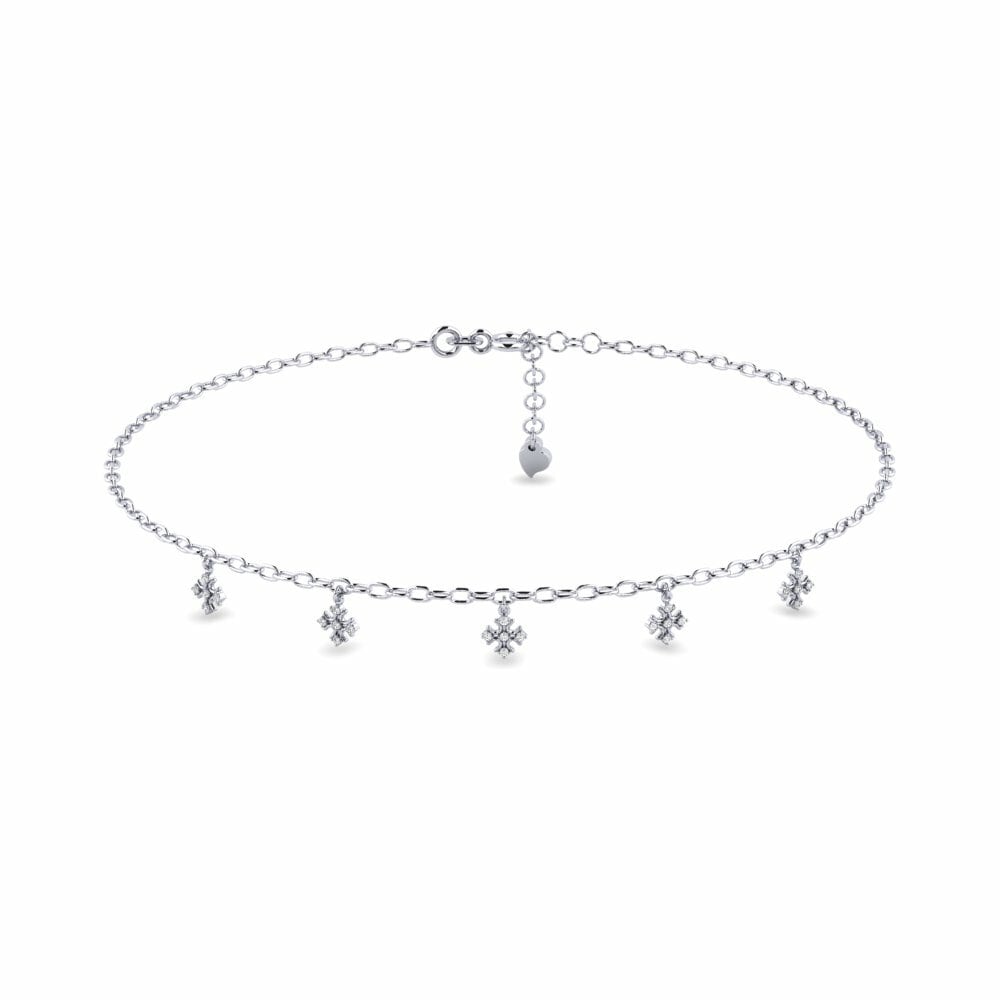 18ct White Gold Moissanite Women's Anklet Dehorsta