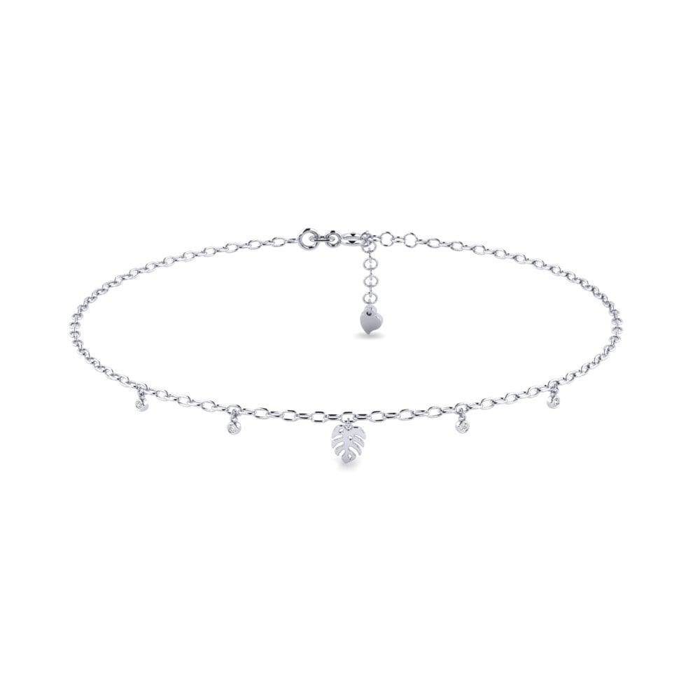 18ct White Gold Moissanite Women's Anklet Deirdre