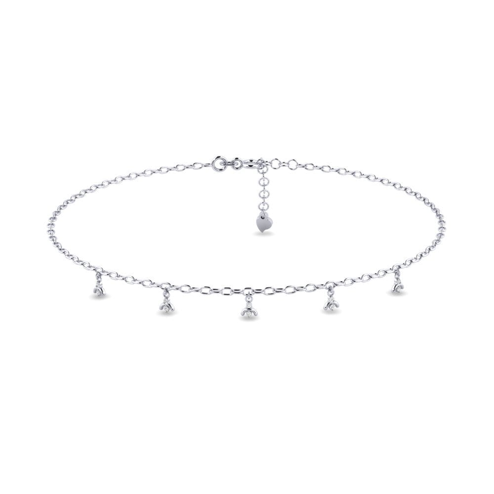 18ct White Gold Moissanite Women's Anklet Deisse