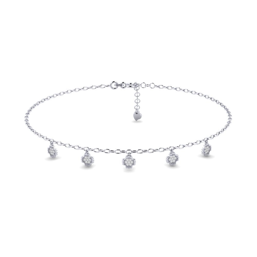 18ct White Gold Moissanite Women's Anklet Deisseyt