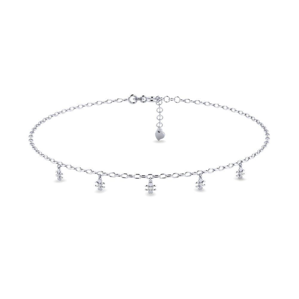 18ct White Gold Moissanite Women's Anklet Demarque