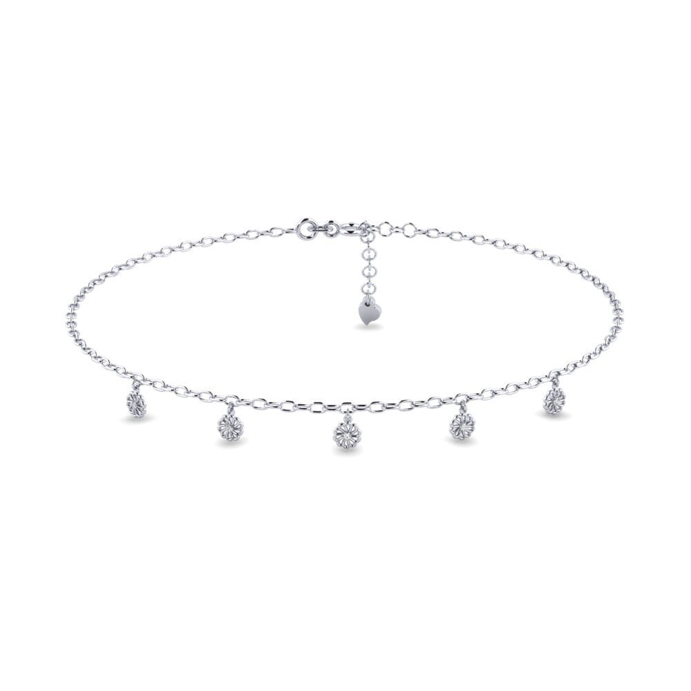 18ct White Gold Moissanite Women's Anklet Dentelle