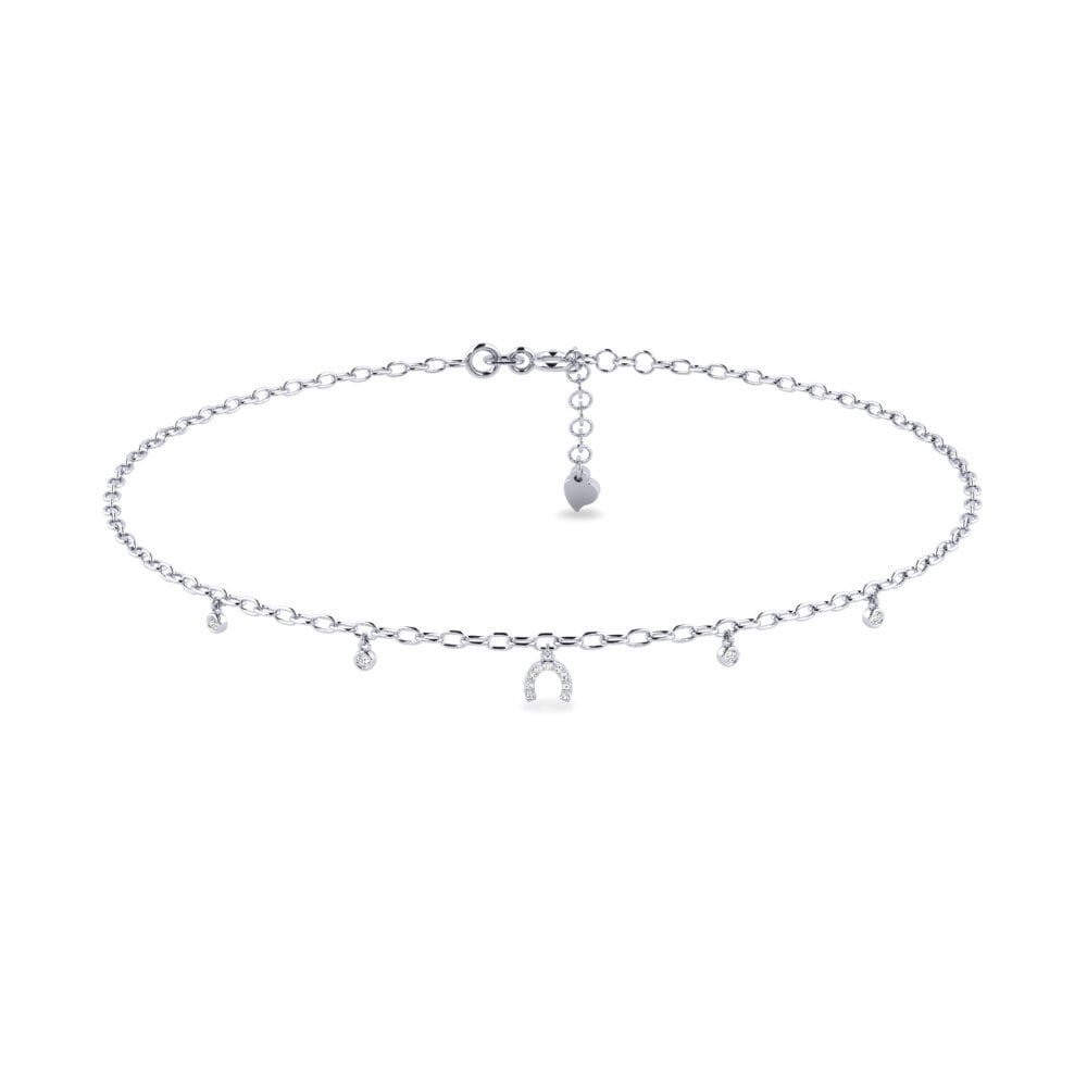 18ct White Gold Moissanite Women's Anklet Desi