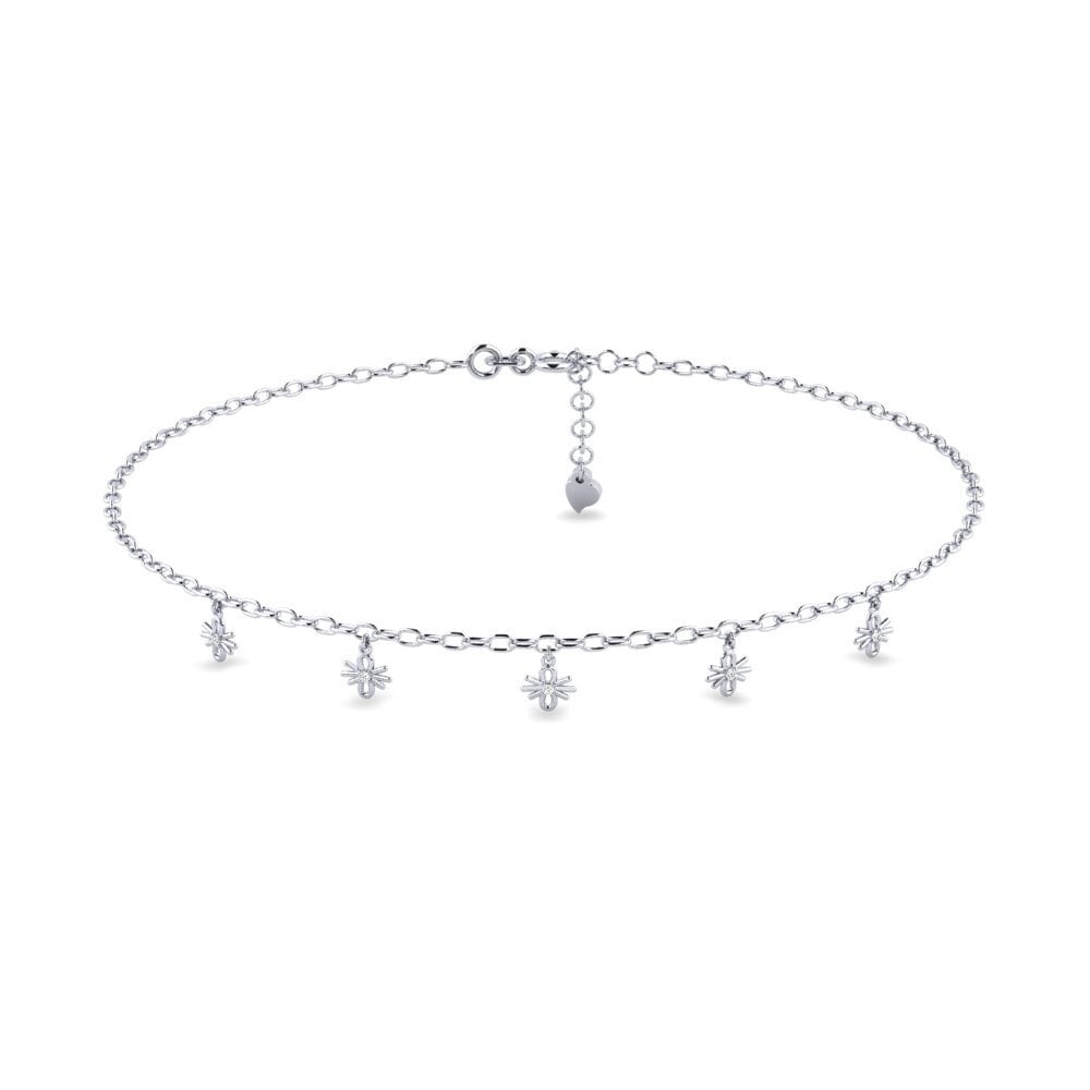 18ct White Gold Moissanite Women's Anklet Desolanta
