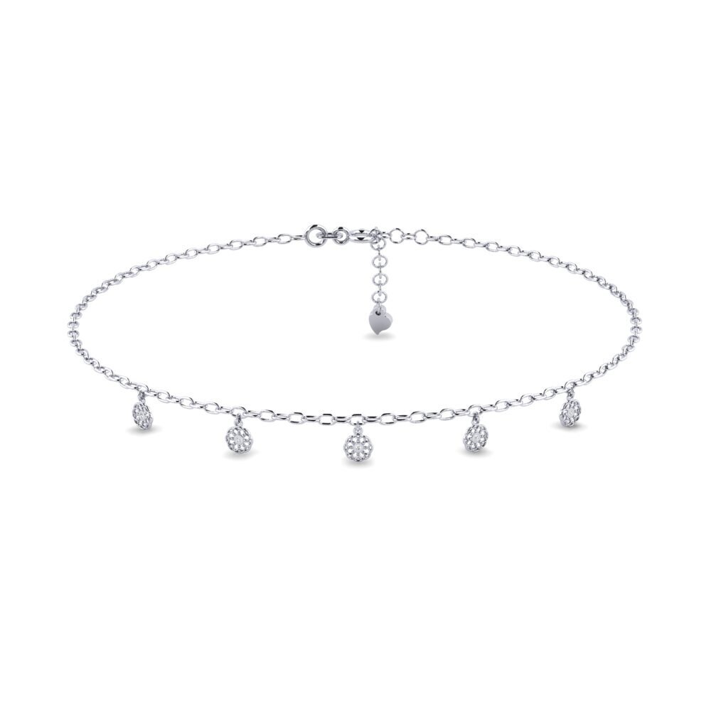 18ct White Gold Moissanite Women's Anklet Desopilant