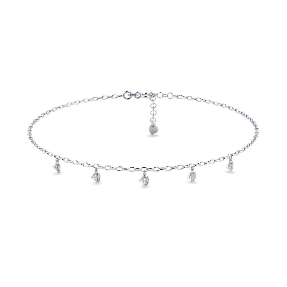 18ct White Gold Moissanite Women's Anklet Desquels