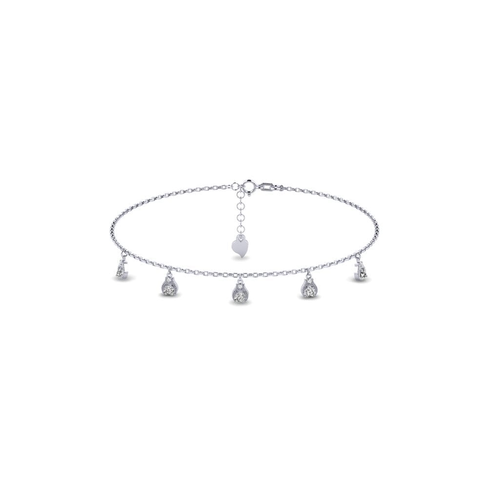 18ct White Gold Moissanite Women's Anklet Deterge
