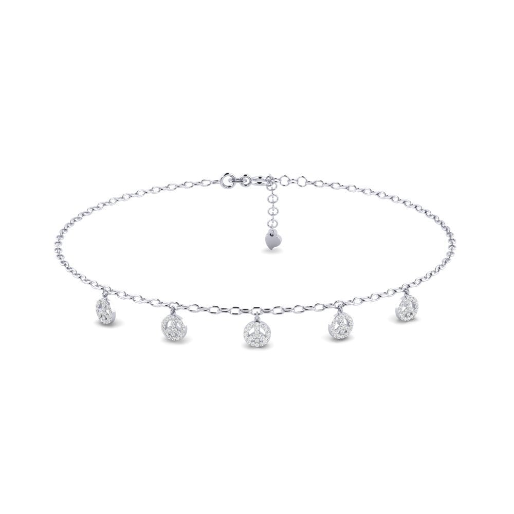 18ct White Gold Moissanite Women's Anklet Dinara