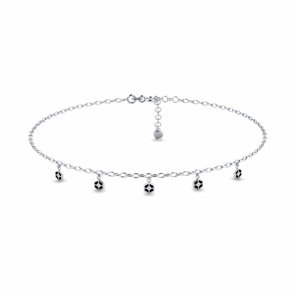18ct White Gold Moissanite Women's Anklet Dine