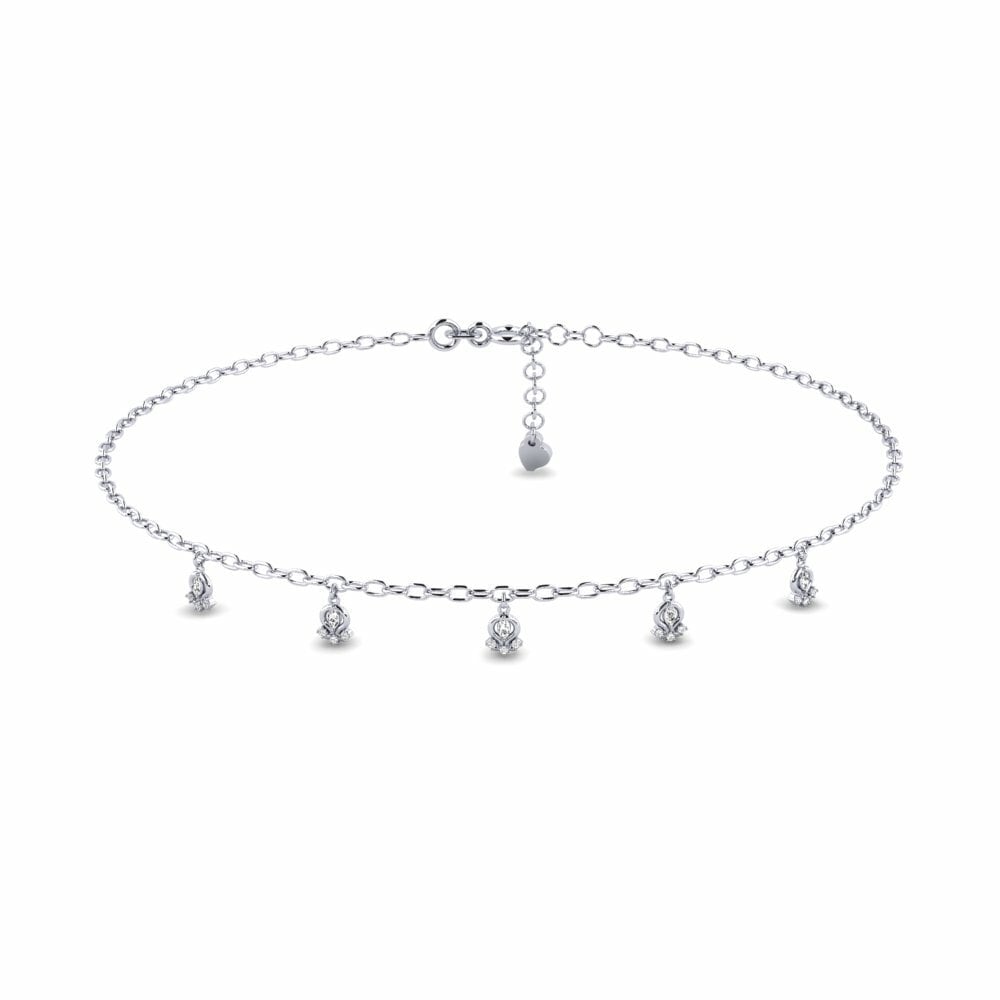 18ct White Gold Moissanite Women's Anklet Dineria