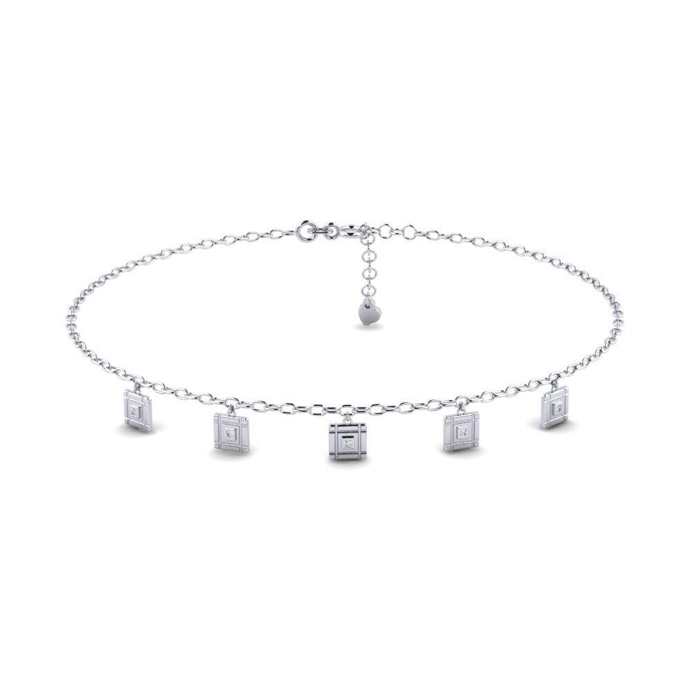 18ct White Gold Moissanite Women's Anklet Disown