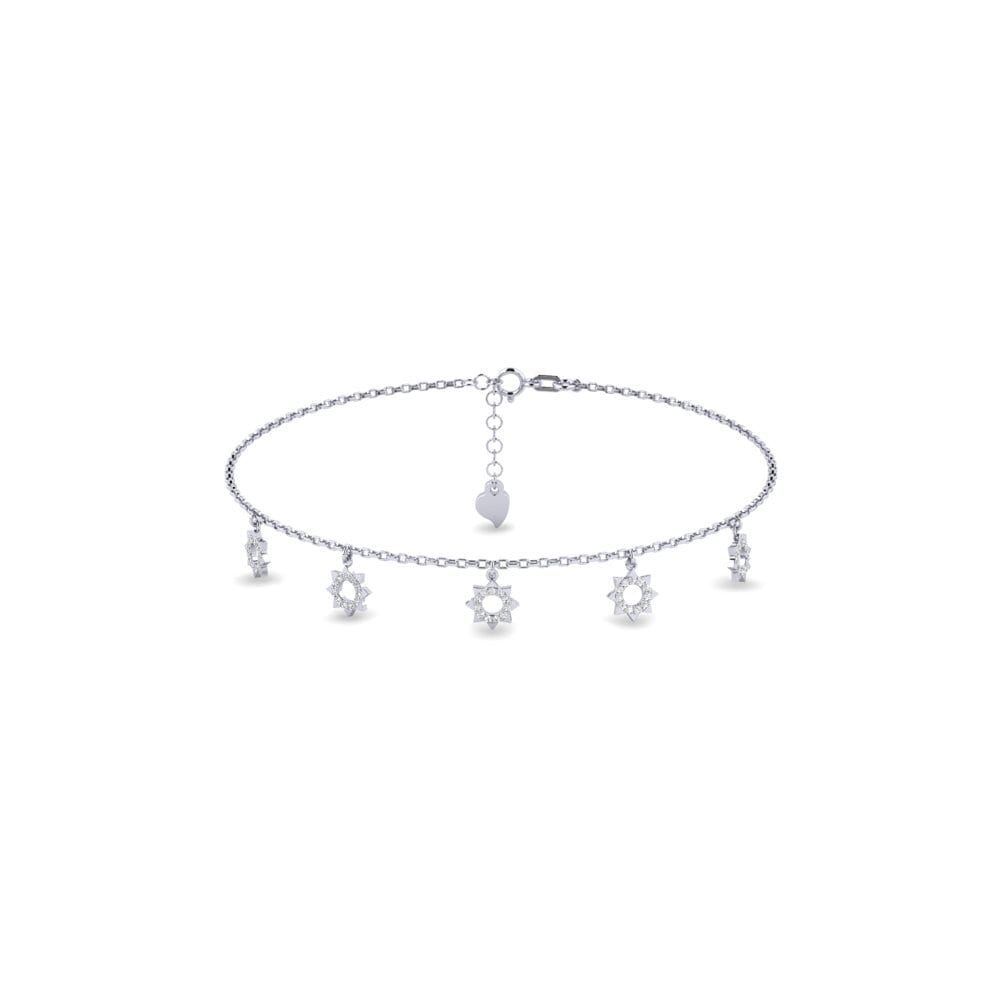 18ct White Gold Moissanite Women's Anklet Dispen