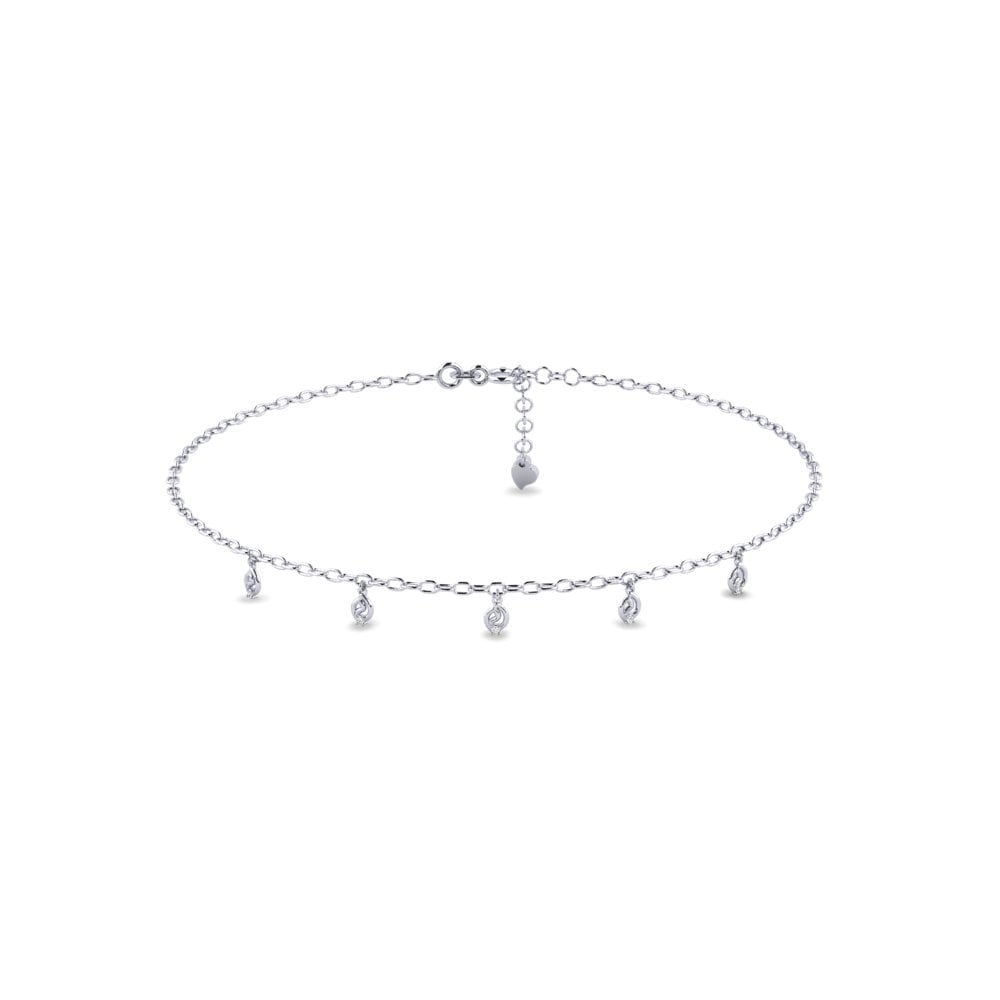 18ct White Gold Moissanite Women's Anklet Dolice