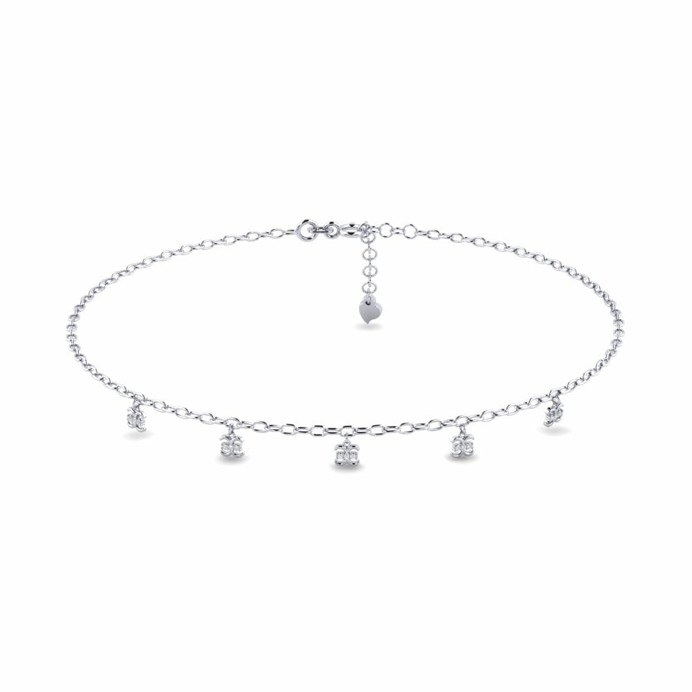 18ct White Gold Moissanite Women's Anklet Droit